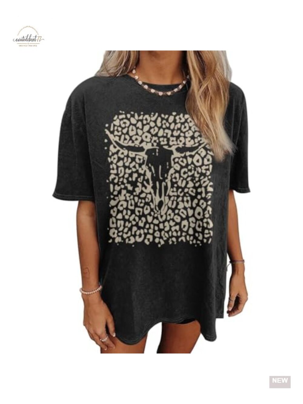Western Cow Skull Graphic Tee Oversized Vintage Acid Wash Cotton Country